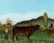 亨利 卢梭 : Landscape with Cattle